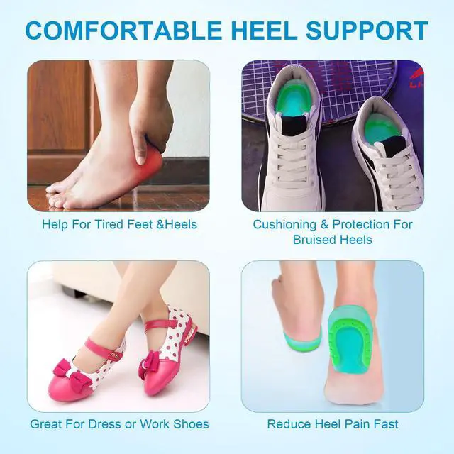 Alt view image 6 of 7 - Kids Heel Cups for Heel Pain Sport Traction Shock Absorbing Lightweight Gel Heel Inserts for Kid's with Sensitive Heels, Heel Spurs, Plantar Fasciitis, or Ankle Pain 1 Pairs