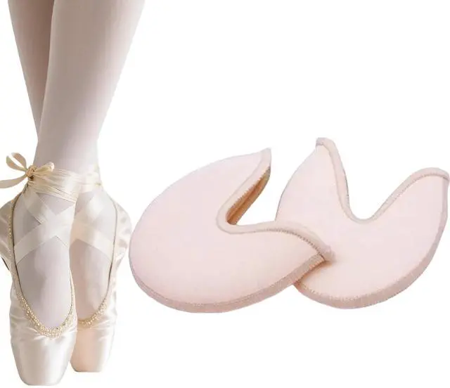 Main image of Skin Color Soft Ballet Toe Pads for Pointe Shoes, 2 Pcs 3.54 x 3.15 Inch Foot Care Toe Caps for High Heels, Forefoot Wrap Pads for Women Girls, Half Pads with Sponge Insoles