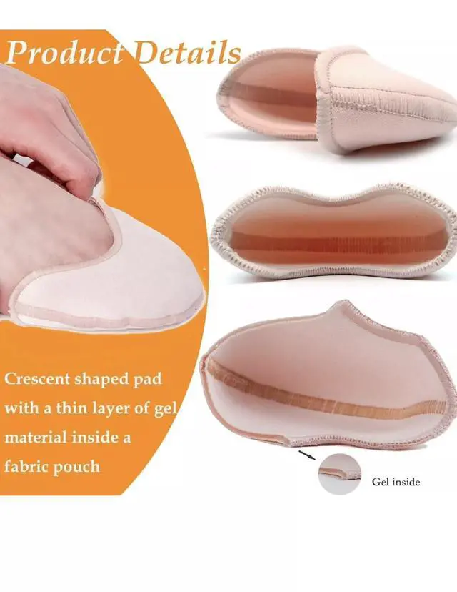 Alt view image 2 of 4 - Skin Color Soft Ballet Toe Pads for Pointe Shoes, 2 Pcs 3.54 x 3.15 Inch Foot Care Toe Caps for High Heels, Forefoot Wrap Pads for Women Girls, Half Pads with Sponge Insoles