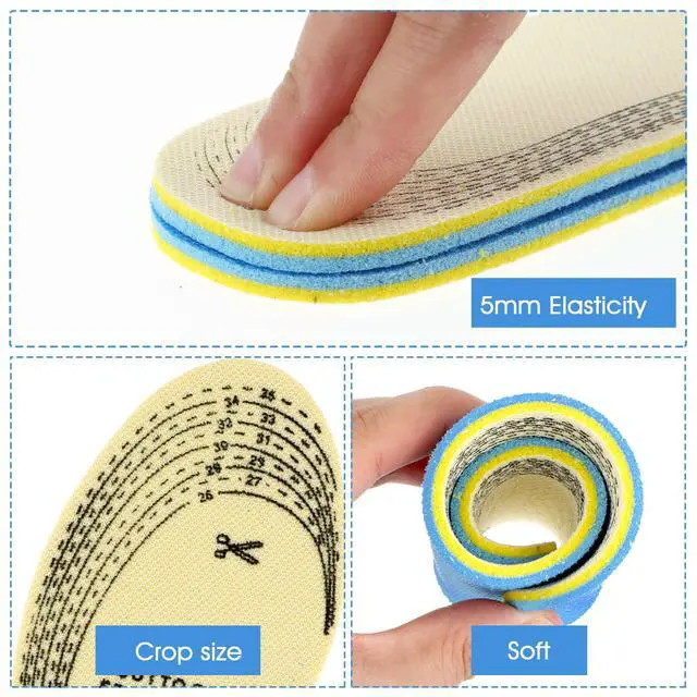 Alt view image 3 of 5 - 2 Pairs Kids Memory Foam Shoe Insoles, Cuttable Comfort Insert, Blue | Arch Support, Shock Absorption, Cushioning, Shoe Sole, Children Replacement Insoles