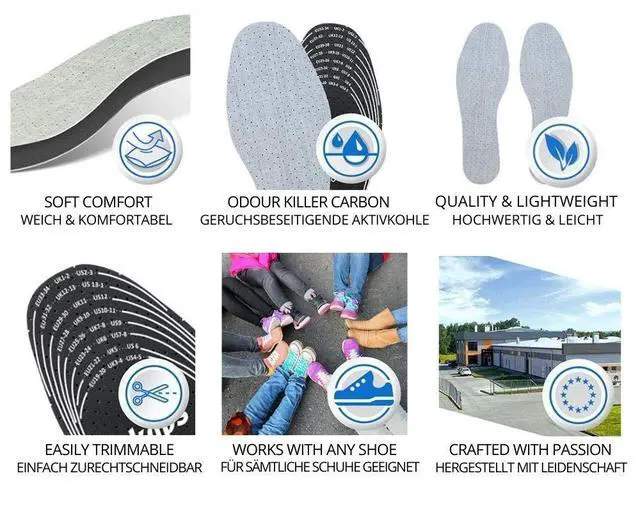 Alt view image 3 of 6 - Best Shoe Insoles Inserts for Children | Bad Smell Odor-Eater Technology with Breathable Foam |Cut to Fit | Odour Stop Kids Made in Europe Multicolor