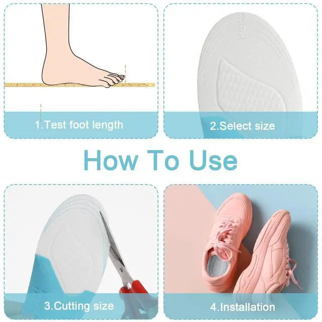 Alt view image 4 of 7 - 1 Pairs Kids Shoe Insoles Athletic Insoles Sole Inserts Kid 12.5~1.5 | Memory Foam, Arch Support, Comfort, Shoe Cushions, Replacement Insole, Trimmable, for Children, Sneakers, Soccer, Men Women