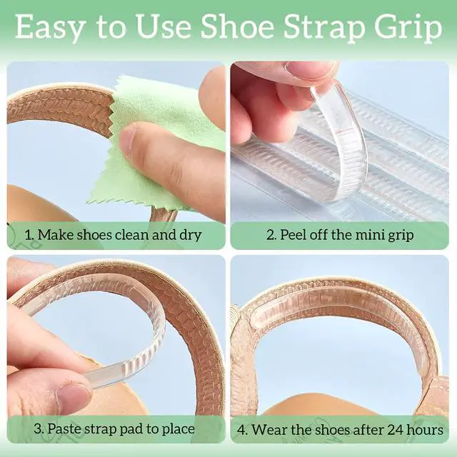 Alt view image 3 of 7 - 48 Pieces Shoe Strap Grip Back Heel Inserts Sling Invisible Gel Pads Cushion Liner Clear Heel Grips Foot Care Protector Adhesive for Sandals Women, 2 Styles