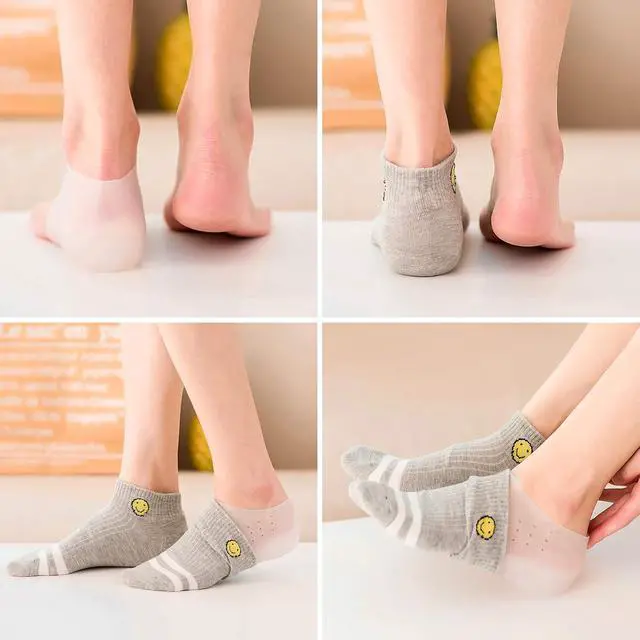 Alt view image 3 of 7 - Invisible Height Increase Concealed Footbed Enhancers Soft Silicone Inserts, Half Heel Socks Heel Protector Breathable Suitable for Men Women (1.4in/3.5cm)