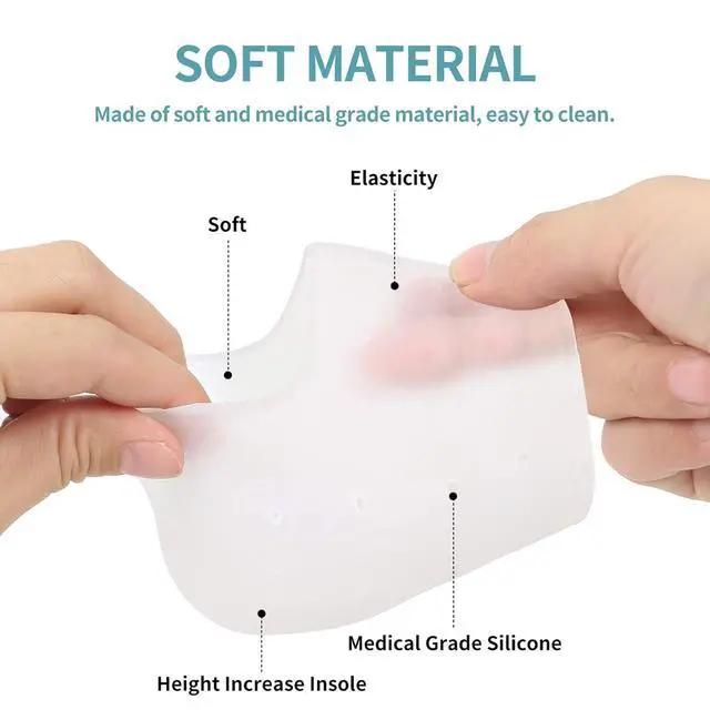 Alt view image 5 of 7 - Invisible Height Increase Concealed Footbed Enhancers Soft Silicone Inserts, Half Heel Socks Heel Protector Breathable Suitable for Men Women (1.4in/3.5cm)