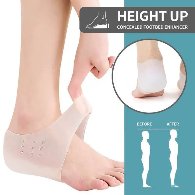 Alt view image 6 of 7 - Invisible Height Increase Concealed Footbed Enhancers Soft Silicone Inserts, Half Heel Socks Heel Protector Breathable Suitable for Men Women (1.4in/3.5cm)