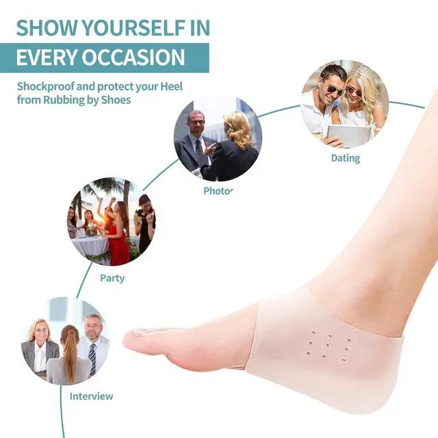 Alt view image 7 of 7 - Invisible Height Increase Concealed Footbed Enhancers Soft Silicone Inserts, Half Heel Socks Heel Protector Breathable Suitable for Men Women (1.4in/3.5cm)