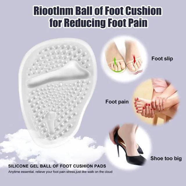Alt view image 2 of 7 - Metatarsal Pads, Ball of Foot Cushions, Heel Pads Inserts for Too Big Shoe, Reduce Foot Pain, No Slip Heel Grips Liners Pads for Loose Shoe, Blisters (2pairsclear)