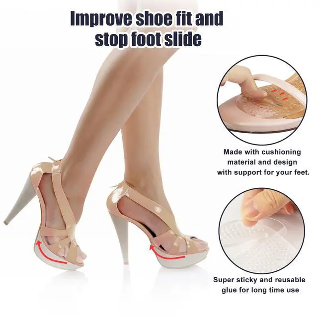 Alt view image 4 of 7 - Metatarsal Pads, Ball of Foot Cushions, Heel Pads Inserts for Too Big Shoe, Reduce Foot Pain, No Slip Heel Grips Liners Pads for Loose Shoe, Blisters (2pairsclear)