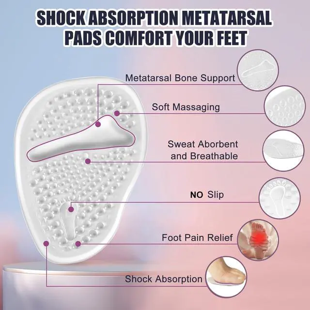 Alt view image 5 of 7 - Metatarsal Pads, Ball of Foot Cushions, Heel Pads Inserts for Too Big Shoe, Reduce Foot Pain, No Slip Heel Grips Liners Pads for Loose Shoe, Blisters (2pairsclear)