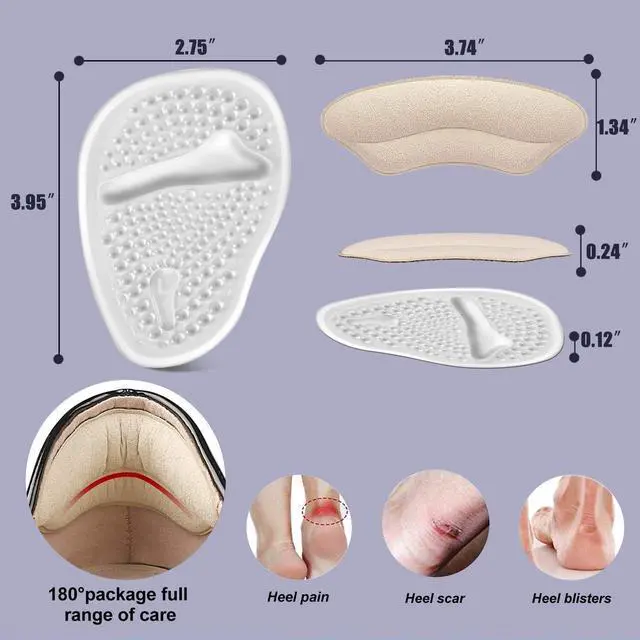Alt view image 7 of 7 - Metatarsal Pads, Ball of Foot Cushions, Heel Pads Inserts for Too Big Shoe, Reduce Foot Pain, No Slip Heel Grips Liners Pads for Loose Shoe, Blisters (2pairsclear)