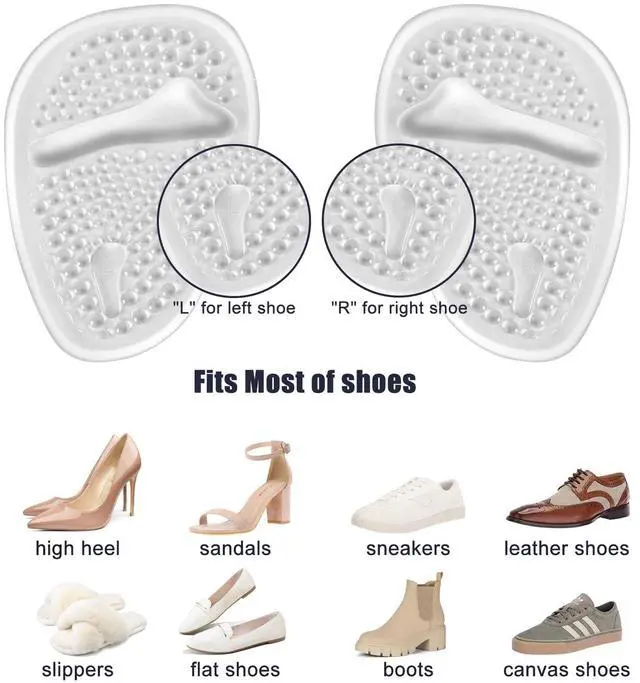 Alt view image 6 of 7 - Metatarsal Pads, Ball of Foot Cushions, Heel Pads Inserts for Too Big Shoe, Reduce Foot Pain, No Slip Heel Grips Liners Pads for Loose Shoe, Blisters (2pairsclear)