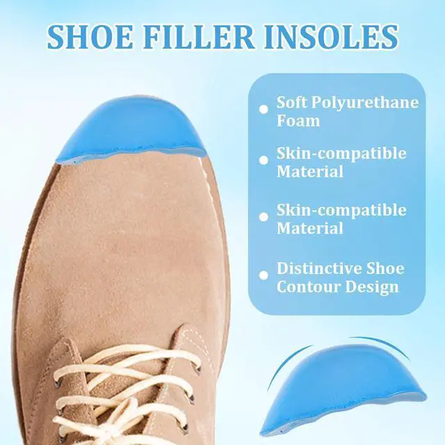 Alt view image 3 of 7 - 3 Pairs Shoe Filler for Too Big Shoes, Prevent Heel Sliping, Shoe Toe Inserts for Sneakers Flats Boots, Women and Men, Making Shoes Smaller (Blue)