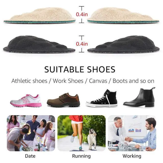Alt view image 4 of 5 - Supination Insoles & Overpronation Insoles, Medial & Lateral Heel Cups for Foot Alignment, Knee Pain, Bow Legs, Osteoarthritis (Black+Beige)