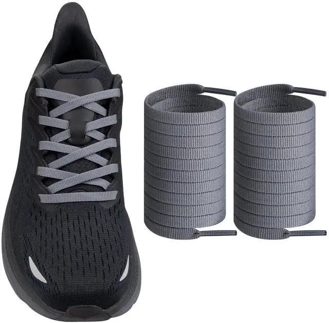Main image of Shoe Laces for Hoka Replacement Shoelaces Strings | 6MM Flat Laces | Material: Polyester | Color:Grey, Size:40Inch