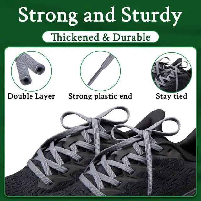Alt view image 6 of 7 - Shoe Laces for Hoka Replacement Shoelaces Strings | 6MM Flat Laces | Material: Polyester | Color:Grey, Size:40Inch