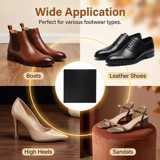Alt view image 3 of 7 - 4 PCS Shoe Heel Repair, 2.5 X 2.5 Inch Boot Heel Replacement Rubber Heels Replacement Square Anti-Slip Rubber Sole Sheet Patch for Women Men High Heels Boot Supplies, Black