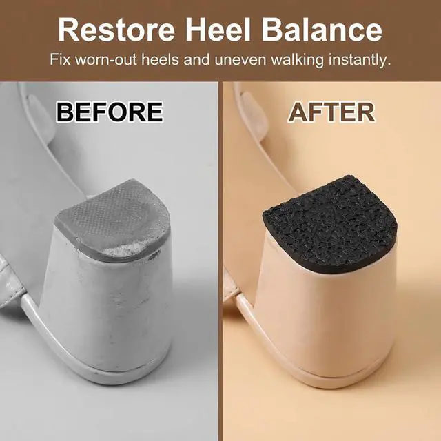 Alt view image 5 of 7 - 4 PCS Shoe Heel Repair, 2.5 X 2.5 Inch Boot Heel Replacement Rubber Heels Replacement Square Anti-Slip Rubber Sole Sheet Patch for Women Men High Heels Boot Supplies, Black
