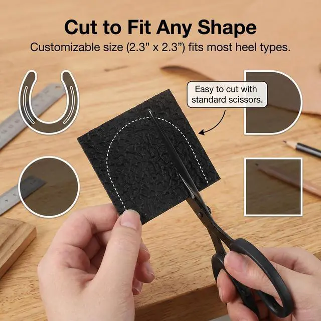 Alt view image 6 of 7 - 4 PCS Shoe Heel Repair, 2.5 X 2.5 Inch Boot Heel Replacement Rubber Heels Replacement Square Anti-Slip Rubber Sole Sheet Patch for Women Men High Heels Boot Supplies, Black