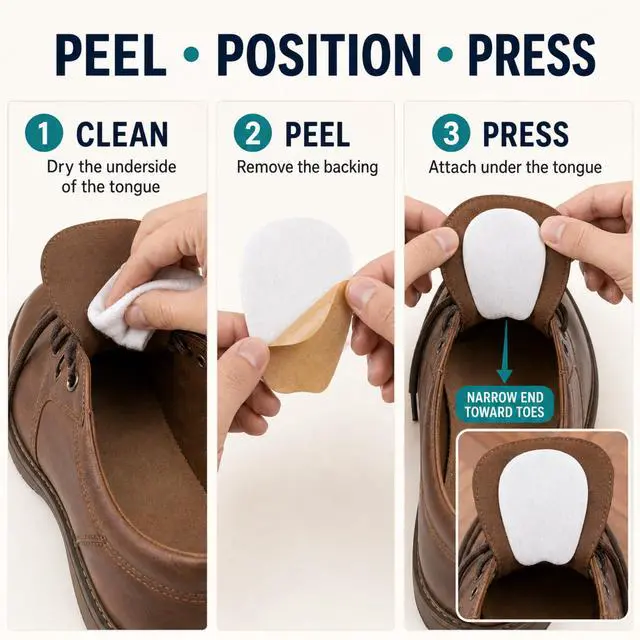 Alt view image 4 of 7 - 3 Pairs Medium Felt Shoe Tongue Pads Cushion Inserts for Loose Shoes & Loafers