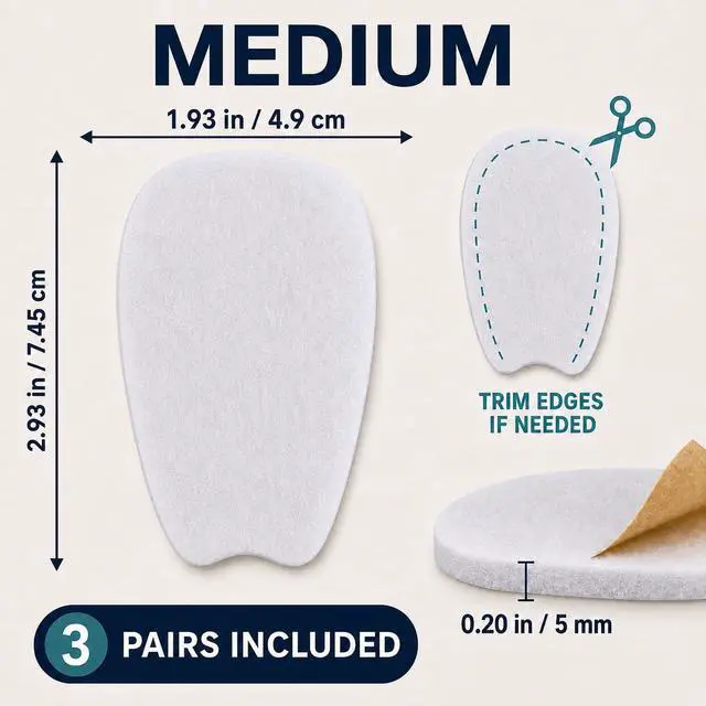 Alt view image 3 of 7 - 3 Pairs Medium Felt Shoe Tongue Pads Cushion Inserts for Loose Shoes & Loafers