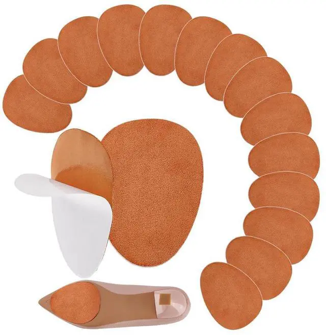Main image of 20pcs Shoe Sole Protectors, 2.5x3.5 inch Non-Slip Shoes Pads Adhesive Bottom of Shoes High Heels Faux Suede Anti-Slip Shoe Grips for Sneakers High Heels & Flats, Brown