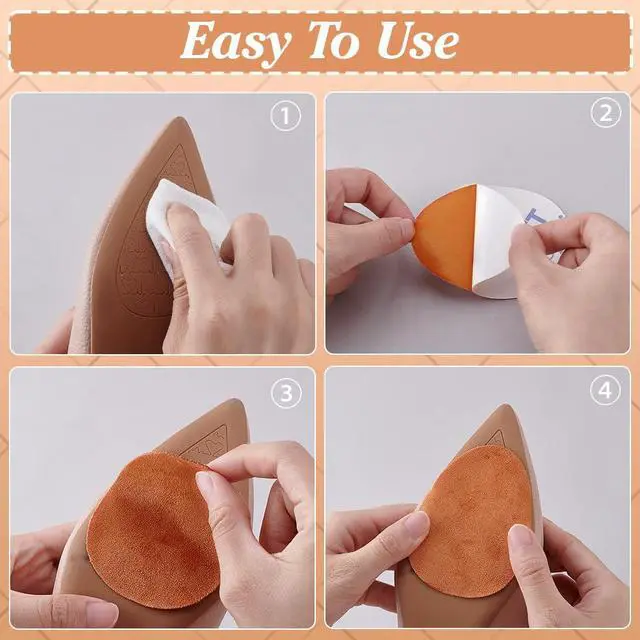 Alt view image 3 of 5 - 20pcs Shoe Sole Protectors, 2.5x3.5 inch Non-Slip Shoes Pads Adhesive Bottom of Shoes High Heels Faux Suede Anti-Slip Shoe Grips for Sneakers High Heels & Flats, Brown