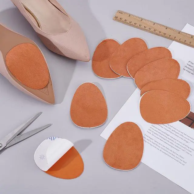 Alt view image 4 of 5 - 20pcs Shoe Sole Protectors, 2.5x3.5 inch Non-Slip Shoes Pads Adhesive Bottom of Shoes High Heels Faux Suede Anti-Slip Shoe Grips for Sneakers High Heels & Flats, Brown