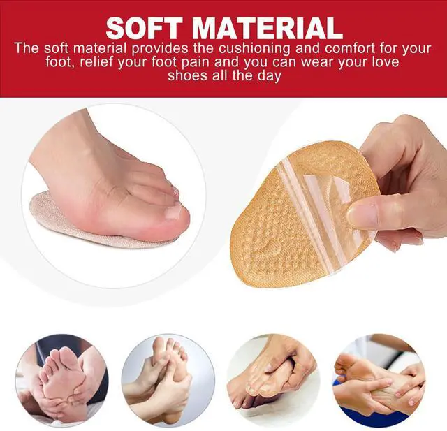 Alt view image 4 of 6 - 4-Pack Metatarsal Pads and Ball of Foot Cushions for Women, Reusable Non-Slip Forefoot Shoe Inserts for High Heels with Gel Cushioning for Instant Pain Relief and All-Day Comfort