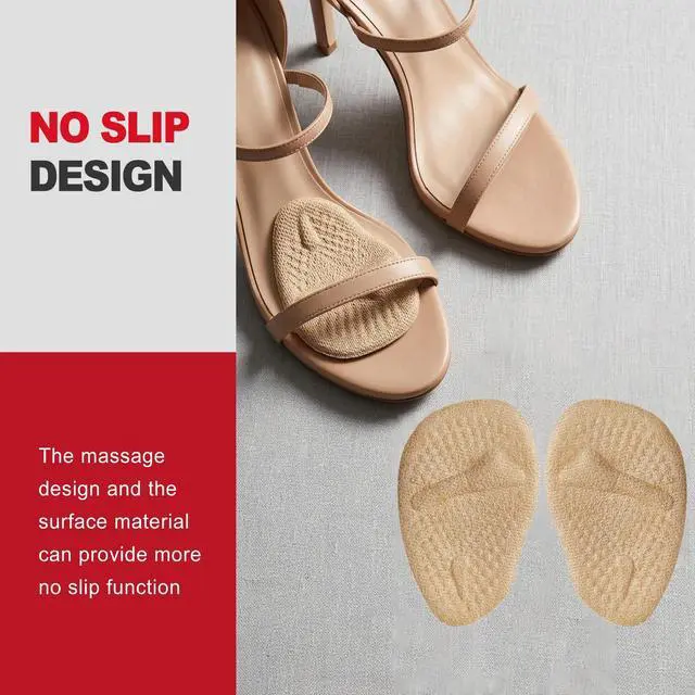 Alt view image 5 of 6 - 4-Pack Metatarsal Pads and Ball of Foot Cushions for Women, Reusable Non-Slip Forefoot Shoe Inserts for High Heels with Gel Cushioning for Instant Pain Relief and All-Day Comfort
