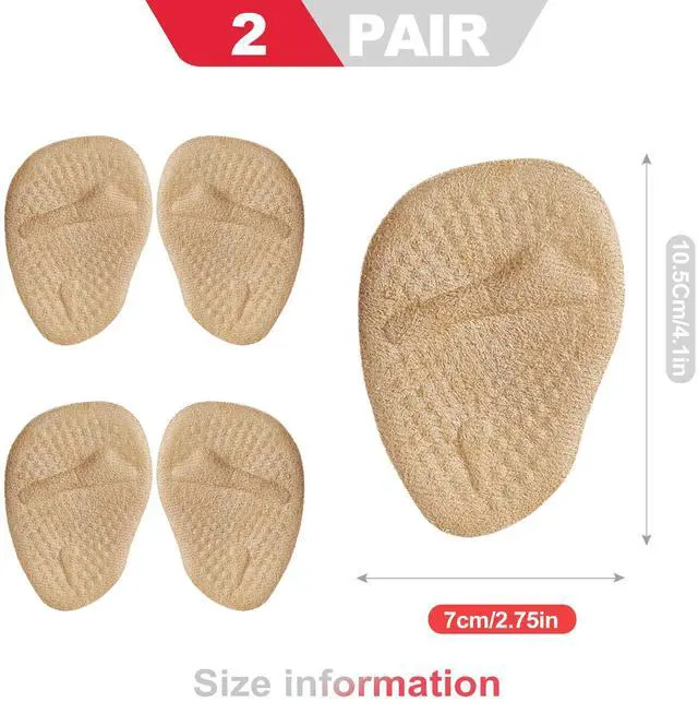 Alt view image 2 of 6 - 4-Pack Metatarsal Pads and Ball of Foot Cushions for Women, Reusable Non-Slip Forefoot Shoe Inserts for High Heels with Gel Cushioning for Instant Pain Relief and All-Day Comfort