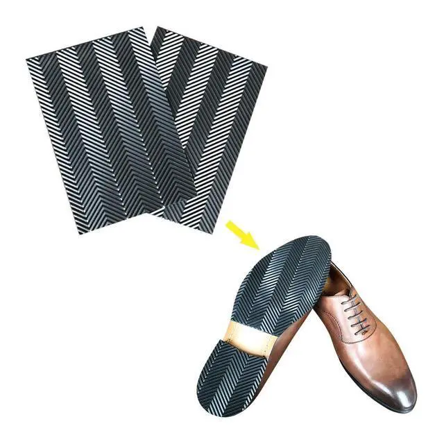 Alt view image 3 of 7 - 2 Pairs Shoe Sole Repair Rubber Sheets, Shoe Bottom Outer Front Sole and Heel Replacement Pads, Anti Slip Noise Reduction Grips, Non Skid Protectors, Size 7.1x4.7 Inches