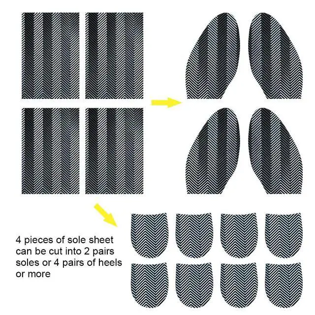 Alt view image 4 of 7 - 2 Pairs Shoe Sole Repair Rubber Sheets, Shoe Bottom Outer Front Sole and Heel Replacement Pads, Anti Slip Noise Reduction Grips, Non Skid Protectors, Size 7.1x4.7 Inches