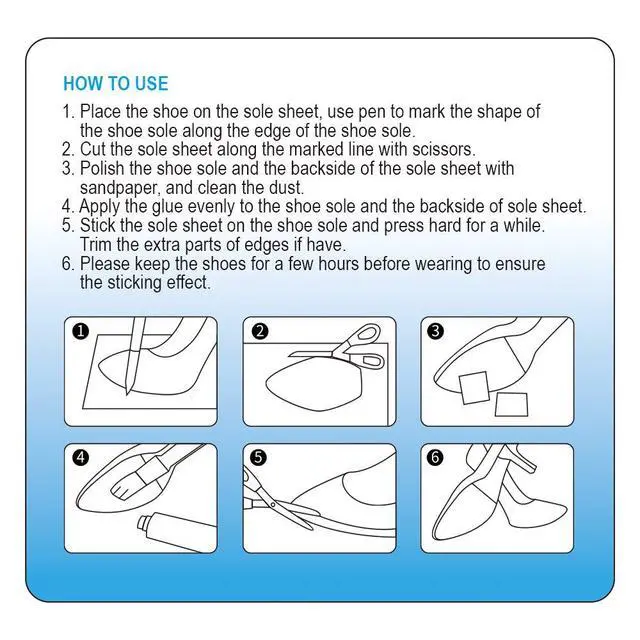 Alt view image 7 of 7 - 2 Pairs Shoe Sole Repair Rubber Sheets, Shoe Bottom Outer Front Sole and Heel Replacement Pads, Anti Slip Noise Reduction Grips, Non Skid Protectors, Size 7.1x4.7 Inches