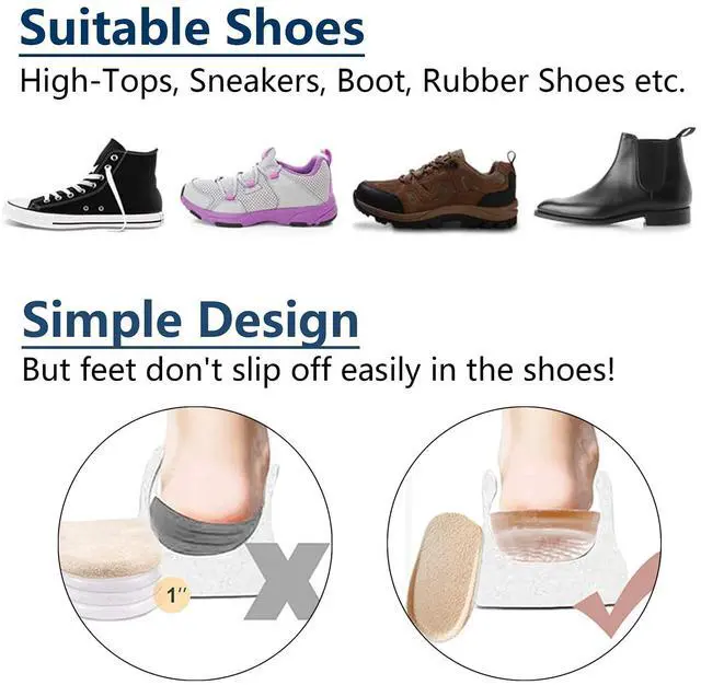 Alt view image 7 of 7 - Heel Lifts, 1/2 Inch Shoe Lift, Gel Heel Raisers for Leg Length Discrepancies, Large Height Increase Insole for Men or Women, Shoe Inserts Comfort Half Foot Pads for Heel Pain - 1 Pair