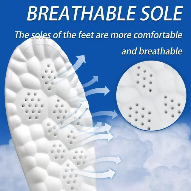 Alt view image 4 of 7 - 4D Cloud Soles for Men Women, Memory Foam Trim-to-Fit Arch Support Insoles for Anti Fatigue, Shock Absorption, Foot Pain Men 9-10/Women 11-12, Comfortable Anti-Fatigue Insoles for Men and Women,