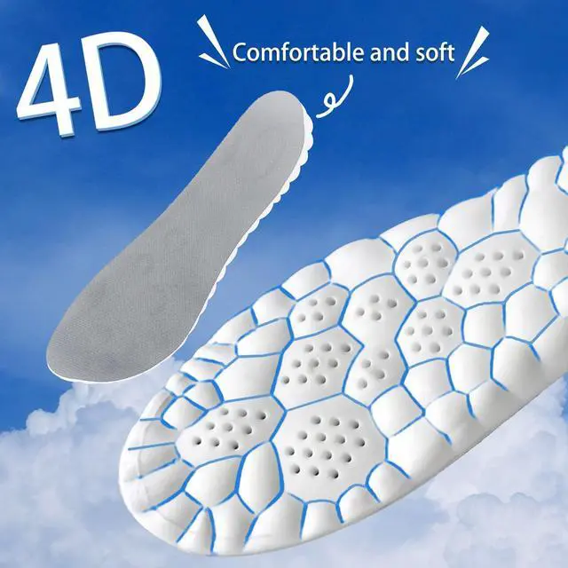Alt view image 7 of 7 - 4D Cloud Soles for Men Women, Memory Foam Trim-to-Fit Arch Support Insoles for Anti Fatigue, Shock Absorption, Foot Pain Men 9-10/Women 11-12, Comfortable Anti-Fatigue Insoles for Men and Women,