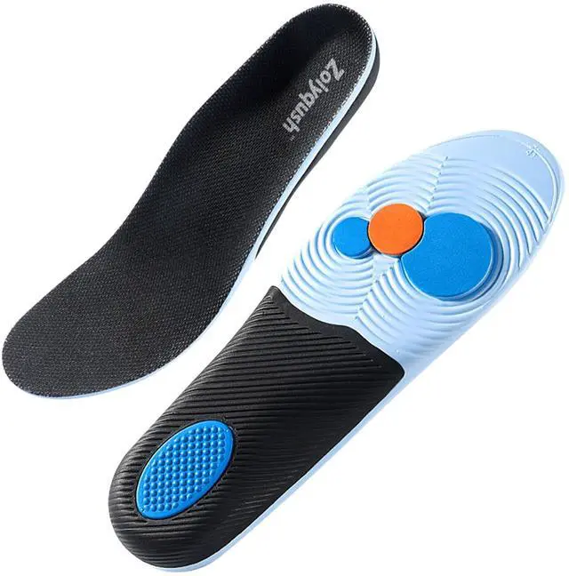 Main image of Work Insoles, Arch Support, Black, Women 8-9 / Men 7-7.5 | EVA cushioning for standing, walking, work boots, sneakers, and daily shoes; contoured support with a breathable top layer.
