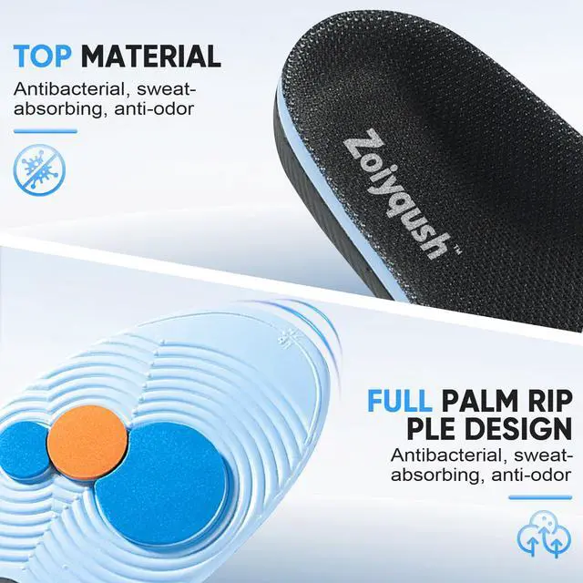 Alt view image 5 of 7 - Work Insoles, Arch Support, Black, Women 8-9 / Men 7-7.5 | EVA cushioning for standing, walking, work boots, sneakers, and daily shoes; contoured support with a breathable top layer.