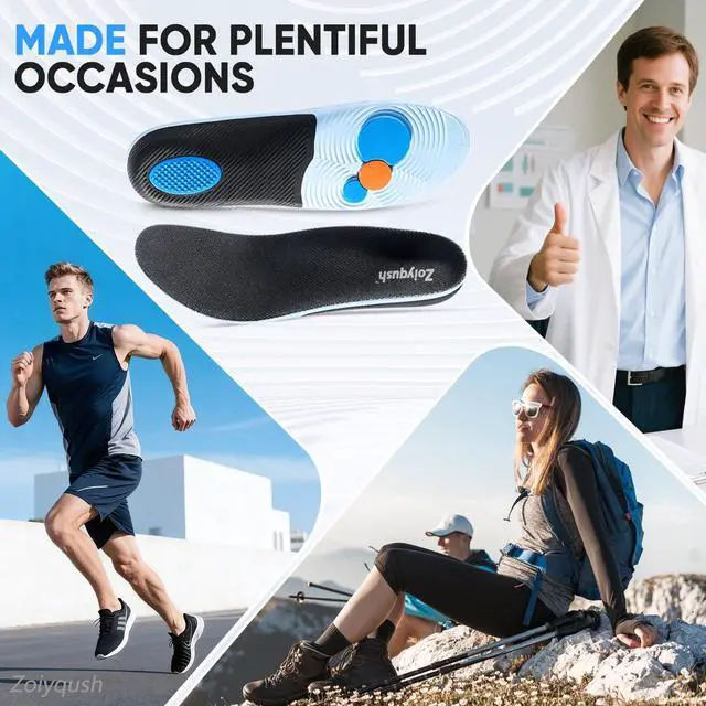 Alt view image 7 of 7 - Work Insoles, Arch Support, Black, Women 8-9 / Men 7-7.5 | EVA cushioning for standing, walking, work boots, sneakers, and daily shoes; contoured support with a breathable top layer.