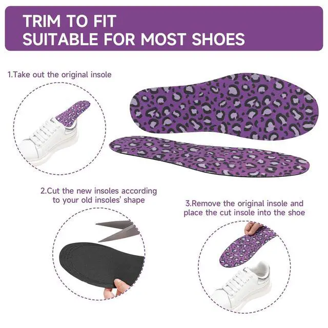 Alt view image 4 of 7 - Womens Shoe Insoles Anti Odor Thin Barefoot Inserts Size 6-9 | Breathable,Comfort Sockless Shoe Liner,No Show Socks,Machine Washable,Moisture ControlCute,Everyday Insoles,Leopard Print