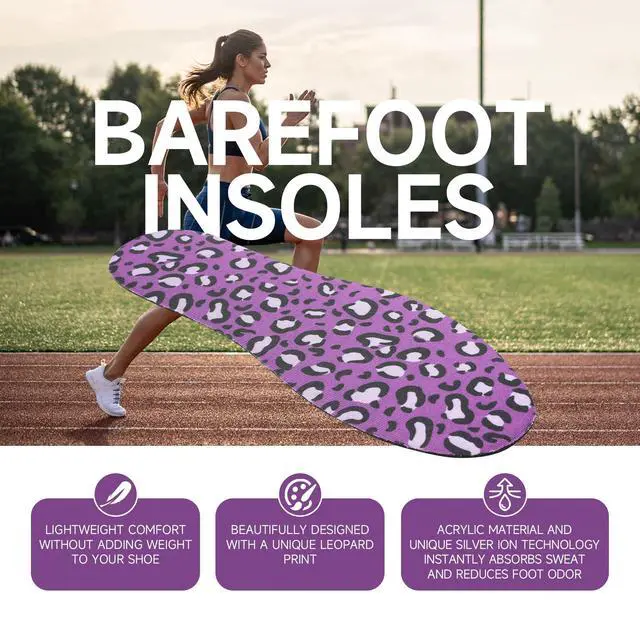Alt view image 6 of 7 - Womens Shoe Insoles Anti Odor Thin Barefoot Inserts Size 6-9 | Breathable,Comfort Sockless Shoe Liner,No Show Socks,Machine Washable,Moisture ControlCute,Everyday Insoles,Leopard Print