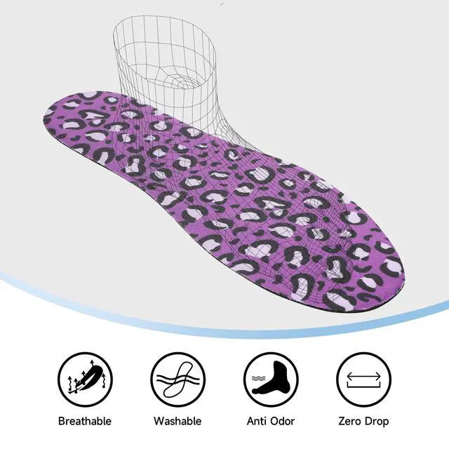 Alt view image 3 of 7 - Womens Shoe Insoles Anti Odor Thin Barefoot Inserts Size 6-9 | Breathable,Comfort Sockless Shoe Liner,No Show Socks,Machine Washable,Moisture ControlCute,Everyday Insoles,Leopard Print