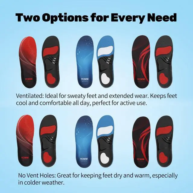 Alt view image 2 of 7 - 1.4-Inch High Arch Orthotic Insoles 220+ lbs for Plantar Fasciitis Relief, Shock Absorbing All Day Standing Comfort Flat Feet Work Boot Shoe Inserts with Ventilation Holes for Men & Women