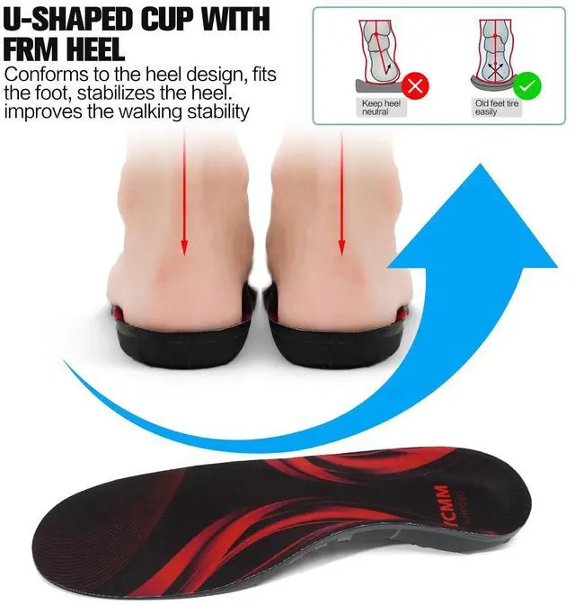 Alt view image 5 of 7 - 1.4-Inch High Arch Orthotic Insoles 220+ lbs for Plantar Fasciitis Relief, Shock Absorbing All Day Standing Comfort Flat Feet Work Boot Shoe Inserts with Ventilation Holes for Men & Women