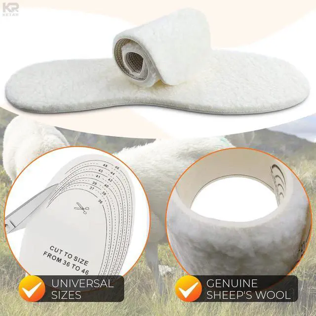 Alt view image 3 of 7 - 1 Pair Shoe Insoles for Women, Trim-to-Fit, US Size 611 Women, 413 Men | Sheepskin Womens Boot Insoles; Ultra Thin Profile, Soft Warm Cushioning, All-Season Wear; for Women and Men
