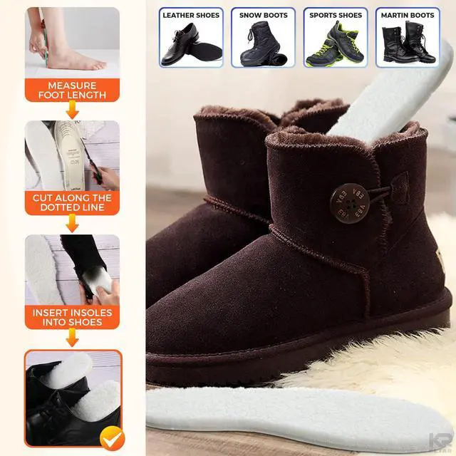 Alt view image 4 of 7 - 1 Pair Shoe Insoles for Women, Trim-to-Fit, US Size 611 Women, 413 Men | Sheepskin Womens Boot Insoles; Ultra Thin Profile, Soft Warm Cushioning, All-Season Wear; for Women and Men