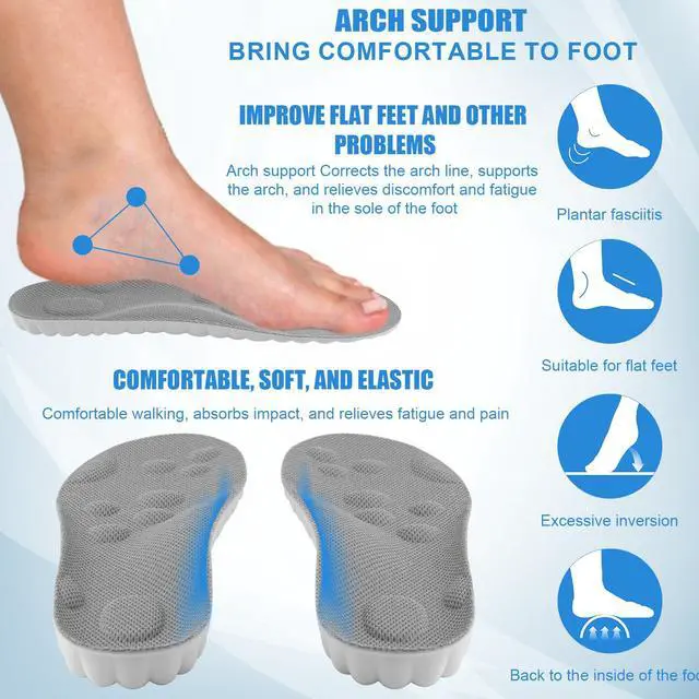 Alt view image 6 of 7 - Sports Shoe Insoles, Shock Absorption Plantar Fasciitis Feet Inserts Unisex 4D Cloud Anti-Fatigue Arch Support Comfort Sole Replacement for Walk Running Boots (US Men 8-8.5/Women 9.5-10)