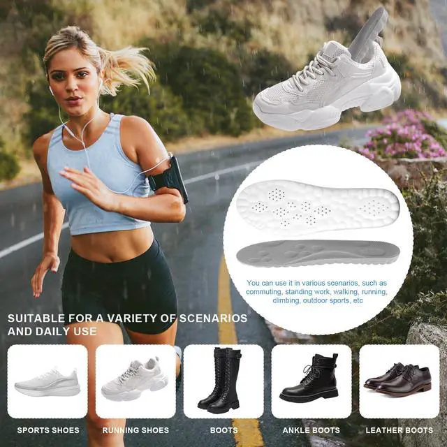 Alt view image 7 of 7 - Sports Shoe Insoles, Shock Absorption Plantar Fasciitis Feet Inserts Unisex 4D Cloud Anti-Fatigue Arch Support Comfort Sole Replacement for Walk Running Boots (US Men 8-8.5/Women 9.5-10)
