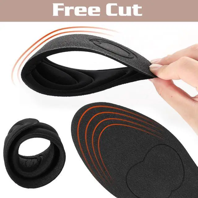 Alt view image 4 of 7 - 2 Pairs Memory Foam Insoles, Full-Foot Responsive Cushioning, Plantar Fasciitis Insoles for Women Man, Orthotic Shoe Inserts Arch Support Inserts for Foot Health (Black, W 7.5-8.5 /M 5.5-6.5)